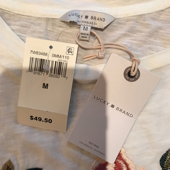 *Host Pick* NWT Lucky Brand Rose Embroidered Tee - Picture 4 of 7